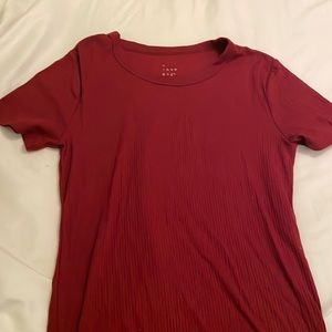 Red Ribbed T-Shirt